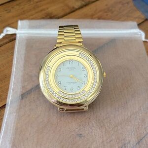 Geneva Gold Watch with Crystal Detailing